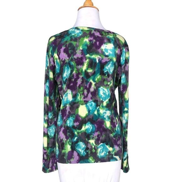 Talbots Soft Angora Blend Button Front Cardigan, size M, Purple, Green, Blue - Picture 3 of 8
